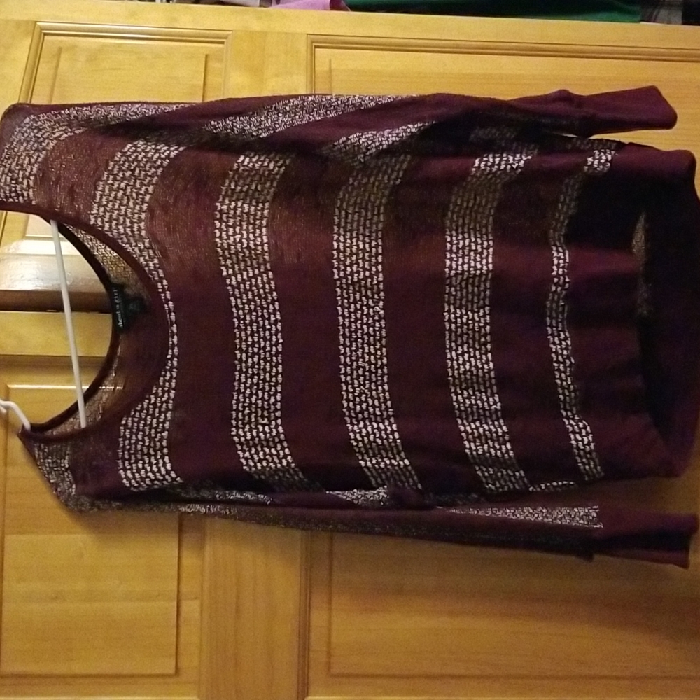 Long Sleeve Sheer Maroon Top